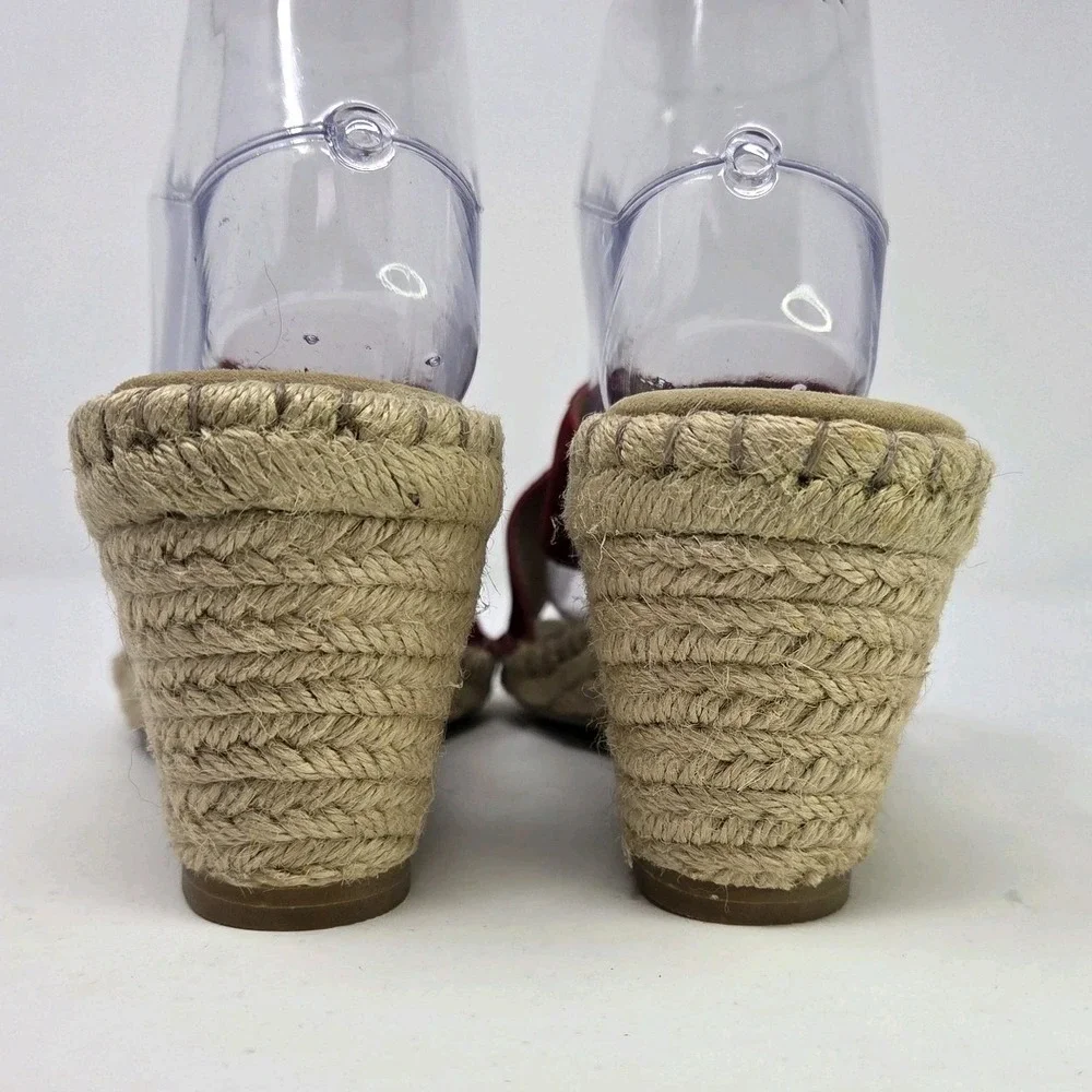 Johnston & Murphy Red Suede Espadrille Wedge Sandals Womens 9.5 M 78-41404